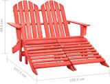 2-Seater Adirondack Chair with Detachable Ottomans, Solid Fir Wood Outdoor Patio Loveseat - Photo 2