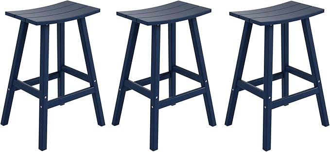 WestinTrends Malibu Malibu 29 Inch High Backless Seat Bar Stools (Set of 3), Navy Blue