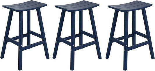 WestinTrends Malibu Malibu 29 Inch High Backless Seat Bar Stools (Set of 3), Navy Blue