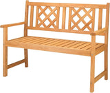 Outdoor Patio Bench Wood Garden Bench with Armrests - Photo 3