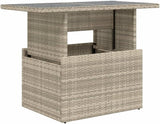 Light Gray Adjustable Outdoor Dining Table, 21.7x39.4x28.7 in Poly Rattan Patio Coffee Table for Garden Balcony Terrace - Photo 2