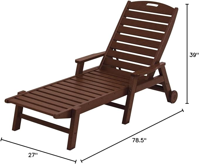 POLYWOOD® Nautical Chaise with Arms & Wheels in Mahogany - Photo 7
