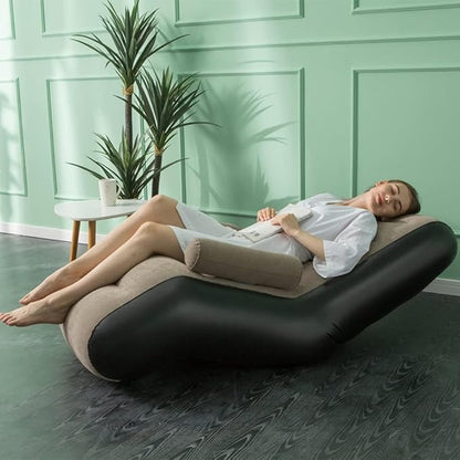 STARBRILLIANT Inflatable Couch Chair with Air Pump, Foldable Blow Up Lounge Chair with Handrails for Bedroom and Living Room, Indoor Outdoor(Brown)
