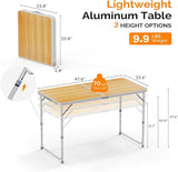 VINGLI 4FT White Folding Table with Carrying Handle Height Adjustable Lightweight Fold Up Portable for Indoor Outdoor - Photo 2