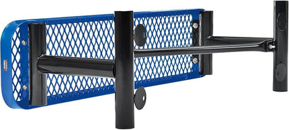 Global Industrial 4'L Heavy Duty Expanded Metal Mesh Flat Bench with Steel Frame, Portable Outdoor Bench, 1000 lbs Capacity, Blue, 48" L x 14-1/2"W x 18" H