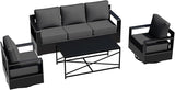 Outdoor Aluminum Furniture Set, 4-Piece Patio Conversation Set, 2 Swivel Chairs, 1 Sofa and 1 Table - Photo 9