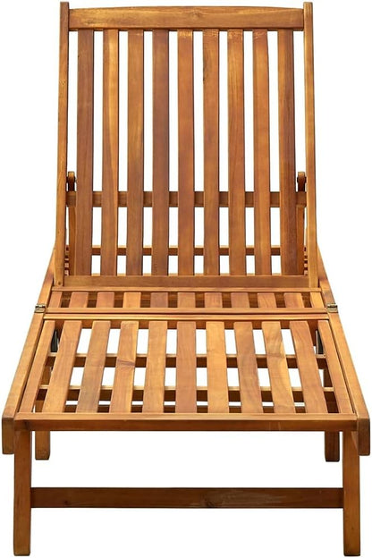 Sunlounger Wine Red Cushion Natural Wood Acacia Outdoor Furniture Adjustable Backrest Weather-Resistant Patio Poolside Relaxation Lounge Chair