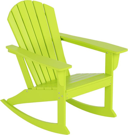 WestinTrends Dylan Outdoor Patio Poly Plastic Adirondack Rocking Chair, Lime