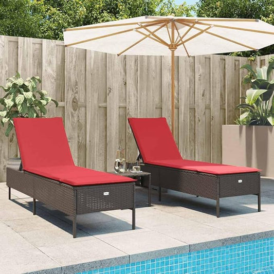 Patio Sun Lounger Brown, Adjustable Outdoor Chaise Lounge with Removable Cushions, Durable Weather-Resistant Woven Design for Garden, Balcony, Poolside Relaxation and Tanning
