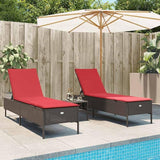 2-Piece Outdoor Sun Lounger Set with Adjustable Backrest, All-Weather Poly Rattan Patio Chaise Lounge Chairs for Garden - Photo 1