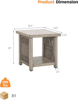 Outdoor Side Table, Aluminum Square Patio Side Table, 2-Tier Rope Weave Outdoor End Table with Adjustable Legs - Photo 3