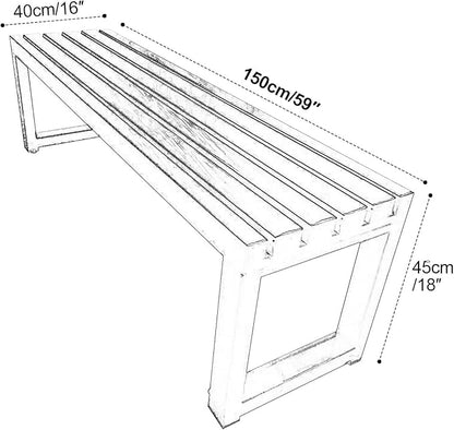 Patio Metal Bench, Garden Benches for Outdoors, Porch Furniture for Outside Park, Picnic, Yard, Front Porch Backyard Outside Decor(C,150cm/59in)