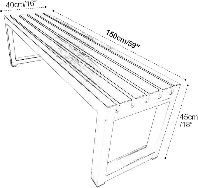 Patio Metal Bench, Garden Benches for Outdoors, Porch Furniture for Outside Park, Picnic, Yard, Front Porch Backyard Outside Decor(B,150cm/59in)