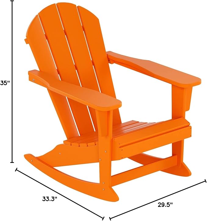 WestinTrends Malibu Outdoor/Patio Poly Adirondack Rocking Chair, Orange