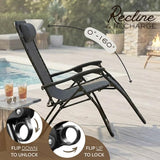 Adjustable Zero Gravity Lounge Chair with Steel Mesh Fabric: Reclining Lawn Chair Featuring Comfort Pillow - Photo 4
