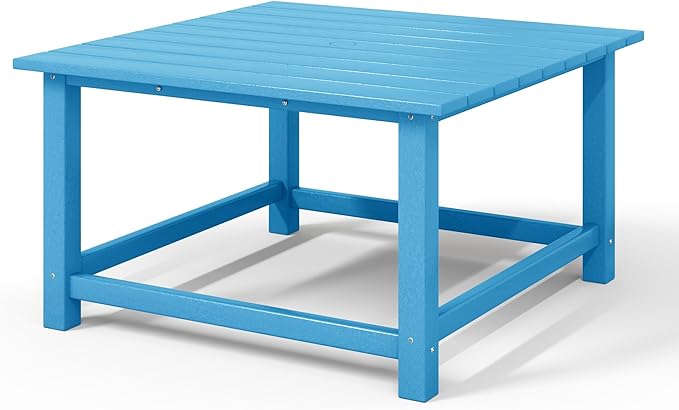 WestinTrends Malibu Low Outdoor HDPE Square Patio Coffee Table, Pacific Blue
