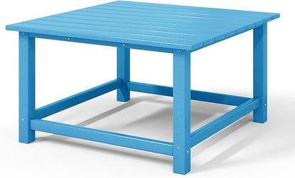 WestinTrends Malibu Low Outdoor HDPE Square Patio Coffee Table, Pacific Blue