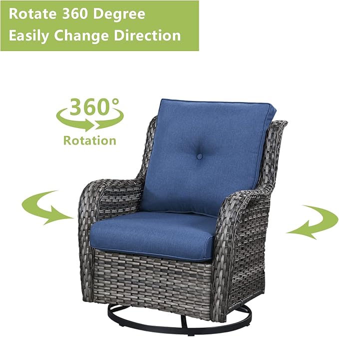 Rilyson Wicker Patio Furniture Set - 7 Piece Rattan Outdoor Sectional Conversation Sets with 2 Rocking Swivel Chairs - Photo 7