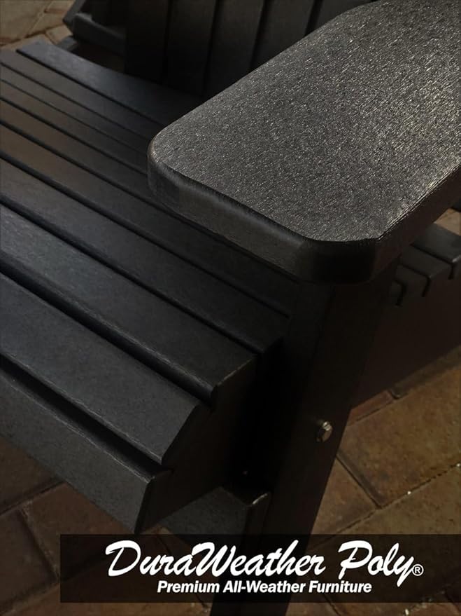 DuraWeather Poly® Classic King Size Folding Adirondack Chair (Black)