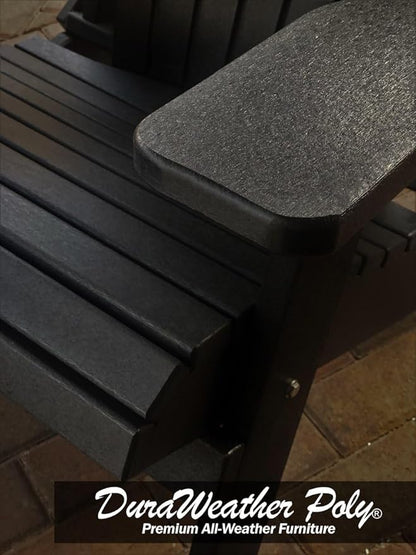DuraWeather Poly® Classic King Size Folding Adirondack Chair (Black)