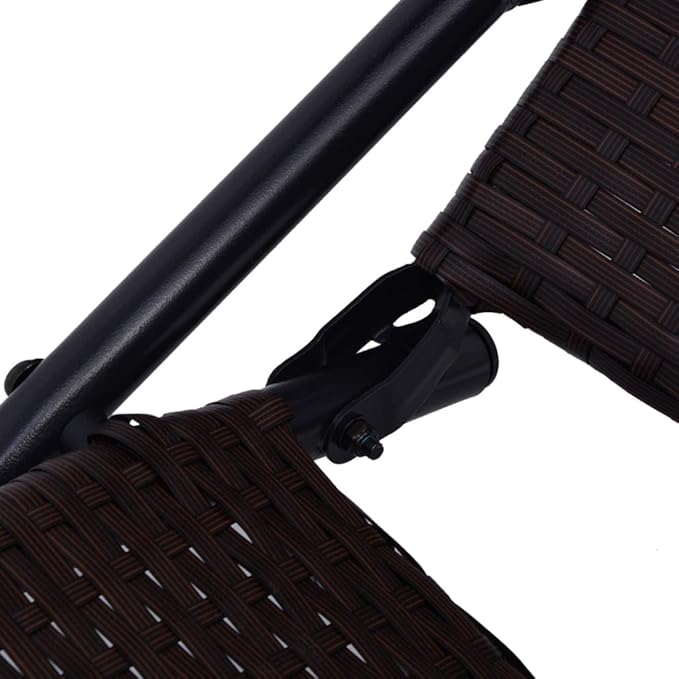 Folding Brown Poly Rattan Sun Lounger 57.9 x 24 x 37.4 in, Powder-Coated Steel Frame, UV-Resistant Outdoor Chaise Lounge for Patio, Garden, Balcony and Poolside Relaxation