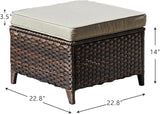 HUMMUH 5 Pieces Patio Bistro Set Wicker Patio Chairs Set of 2 with Ottomans and Side Table Rattan Outdoor Furniture - Photo 7