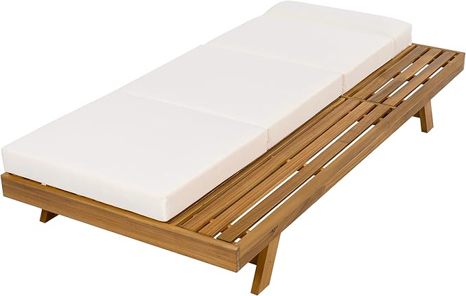 Merax Acacia Wood Chaise Lounge Chair Outdoor Set of 4 - Photo 5