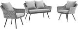 Endeavor 3Piece Outdoor Patio Wicker Rattan Sectional Sofa Set in Gray Gray - Photo 2