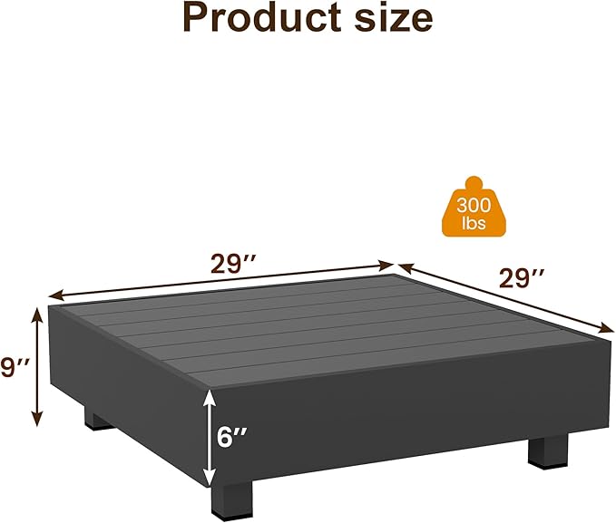 Aluminum Outdoor Coffee Table, All-Weather Square Metal Patio Coffee Table Furniture for Balcony, Garden, Indoor or Outdoor Use, Dark Grey