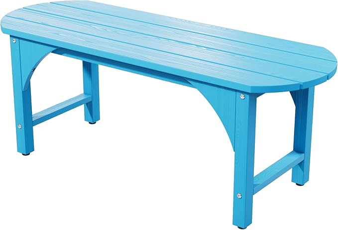 Outdoor Bench Garden Bench, HIPS 2-Person All-Weather Patio Dining Bench Outside Weatherproof Furniture for Garden, Porch & Park (Blue)