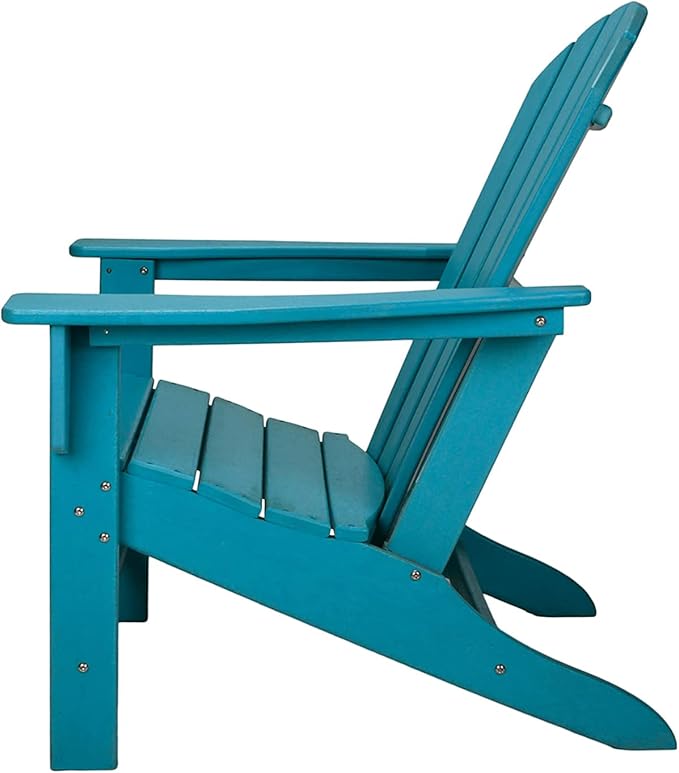 UV Protected HDPE Indoor and Outdoor Adirondack Plastic Lounge Patio Porch Deck Beach Chair for Kids and Adults, Turquoise