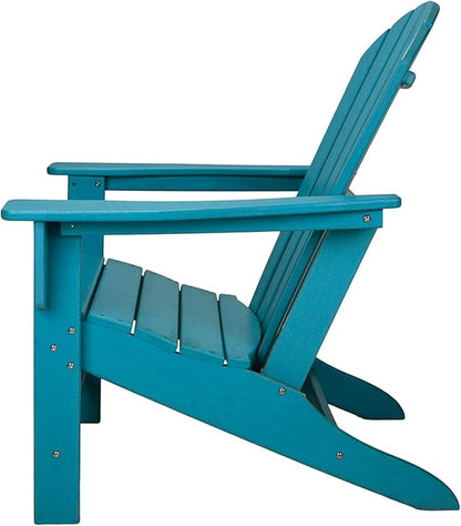 UV Protected HDPE Indoor and Outdoor Adirondack Plastic Lounge Patio Porch Deck Beach Chair for Kids and Adults, Turquoise
