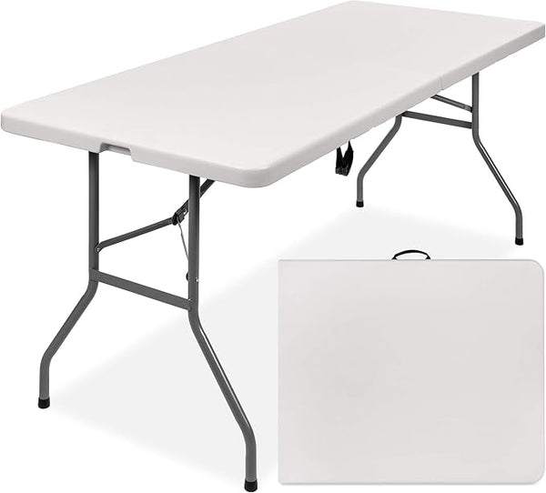 Best Choice Products 6ft Plastic Folding Table, Indoor Outdoor Heavy Duty Portable w/Handle, Lock for Picnic, Party - Photo 1