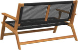 Black Acacia Wood Garden Bench, 48.03x30.71x28.74 in, Outdoor Patio Seating, Weather-Resistant, 2-Seater - Photo 5