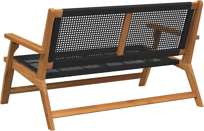 4-Piece Outdoor Set Modern Garden Furniture Black 48.03 x 30.71 x 28.74 in Solid Acacia Wood Patio Set with Rectangular Table and Chairs for Relaxation