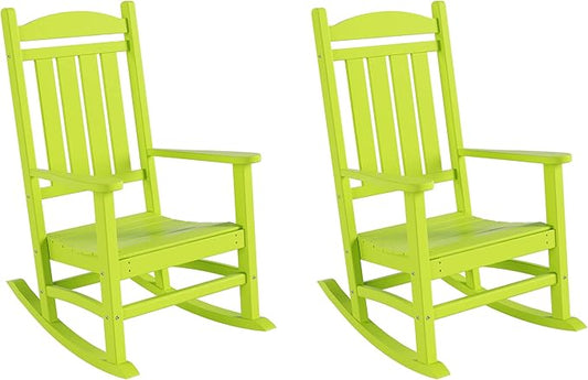 WestinTrends Malibu 3-Piece Set Outdoor/Patio Rocking Chairs (2 Seater), Lime
