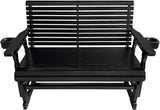 Fortune Candy Patio Glider with Cup Holders, High Roll Back and Deep Contoured Seat,Heavy Duty 800 Lb (Black, 2-Seater) - Photo 6
