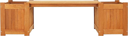 Sunnydaze 68-Inch Meranti Wood Outdoor Planter Box Bench with Teak Oil Finish