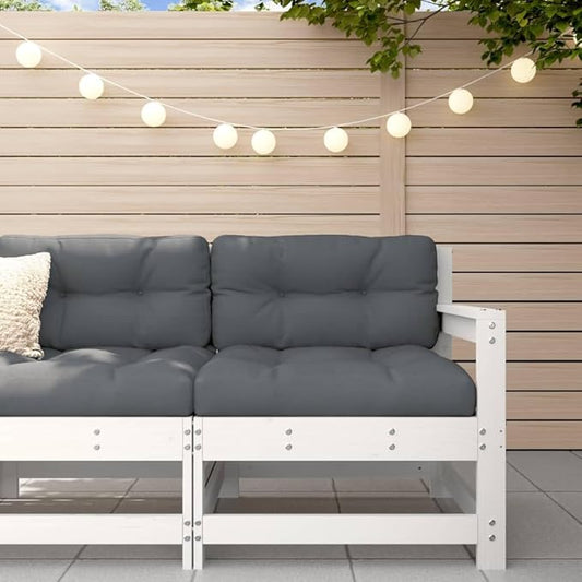 White Garden Corner Sofa Corner Chair, 24.4"x26"x27.8" Solid Pine Wood Patio Loveseat, Compact Outdoor Couch Sectional Daybed for Balcony, Deck, Sunroom and Backyard