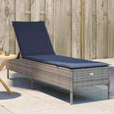 Gray PE Rattan Patio Chaise Lounge Chair with Adjustable Backrest, Pool Sun Lounger 78 x 21.7 x 38.2 cm - Photo 1