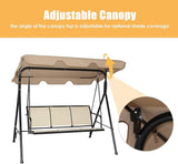 Tangkula 3 Person Patio Swing, Steel Frame with Polyester Angle Adjustable Canopy, All Weather Resistant Swing Bench - Photo 7