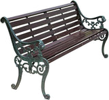 Outdoor Solid Wood Garden Park Bench for 2-3 People, Weatherproof Patio Lawn Bench Porch Seat with Cast Iron Frame - Photo 1