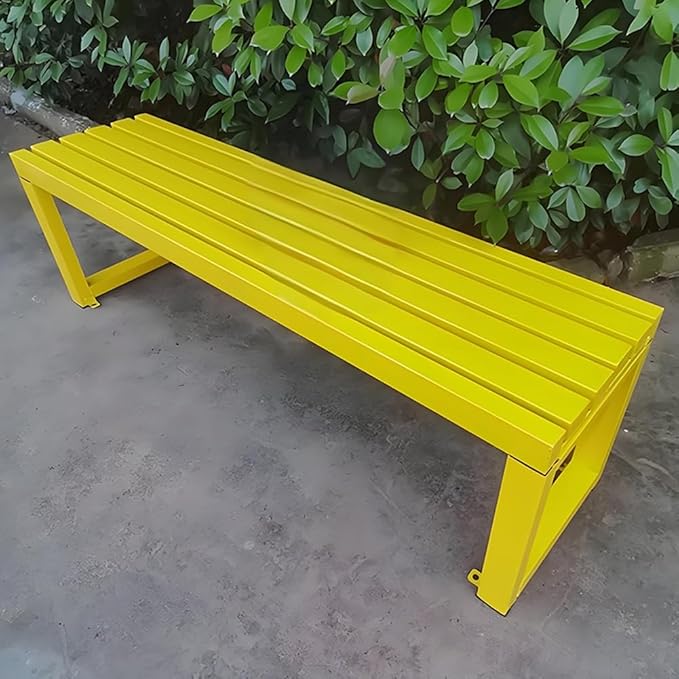 Garden Benches for Outdoors 2-Person Patio Bench Park Seat Metal Bench Backless Seat Weatherproof Chair for Backyard Front Porch Entryway, 3.3ft 3.9ft 4.9ft 5.9ft(Yellow,3.3ft)