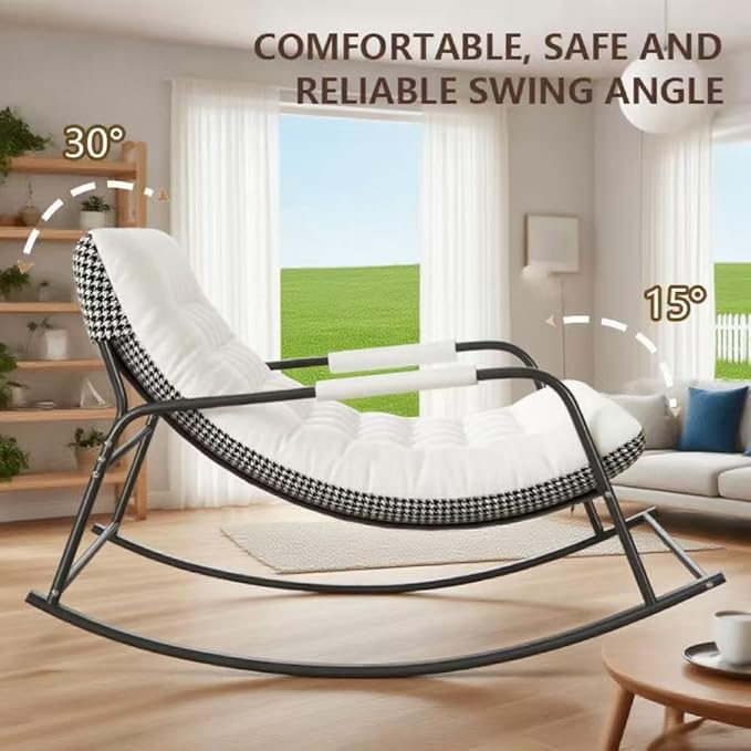 Oversized Rocking Chair with Cushion and Armrests, Lounge Rocker Recliner for Living Room, Bedroom, Patio, Porch - Photo 3