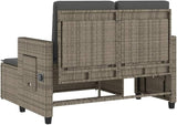 Garden Bench Deck Bench Reclining Patio Bench with Cushions Gray Poly Rattan - Photo 8