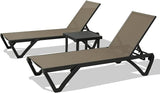 Domi Pool Lounge Chairs, Aluminum Patio Chaise Lounge with Side Table, 5 Position Adjustable Backrest and Wheels - Photo 9