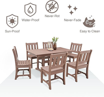 Psilvam Patio Dining Chairs, Poly Lumber Outdoor Patio Chair, Weather Resistant Patio Chair That Never Rust, Suitable for Garden & Backyard, Net Weight 28 LBs (21" D x 18" W x38 1/2" H, Brown)