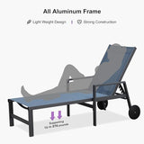 PURPLE LEAF Patio Chaise Lounge Set for 4 Outdoor Pool Lounge Chairs with Armrest and Adjustable Backrest Aluminum - Photo 6