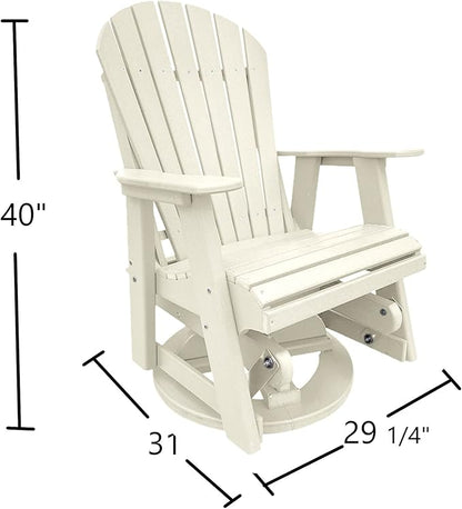 Phat Tommy Glider for Outside Patio - Outdoor Swivel Glider Chair - Poly Outdoor Furniture, Adirondack Porch Glider Chair, White