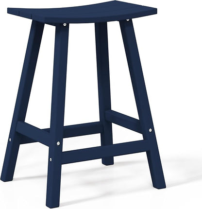 WestinTrends Malibu 24 Inch Outdoor Bar Stools, All Weather Resistant Poly Lumber Adirondack Counter Height Stools, Navy Blue